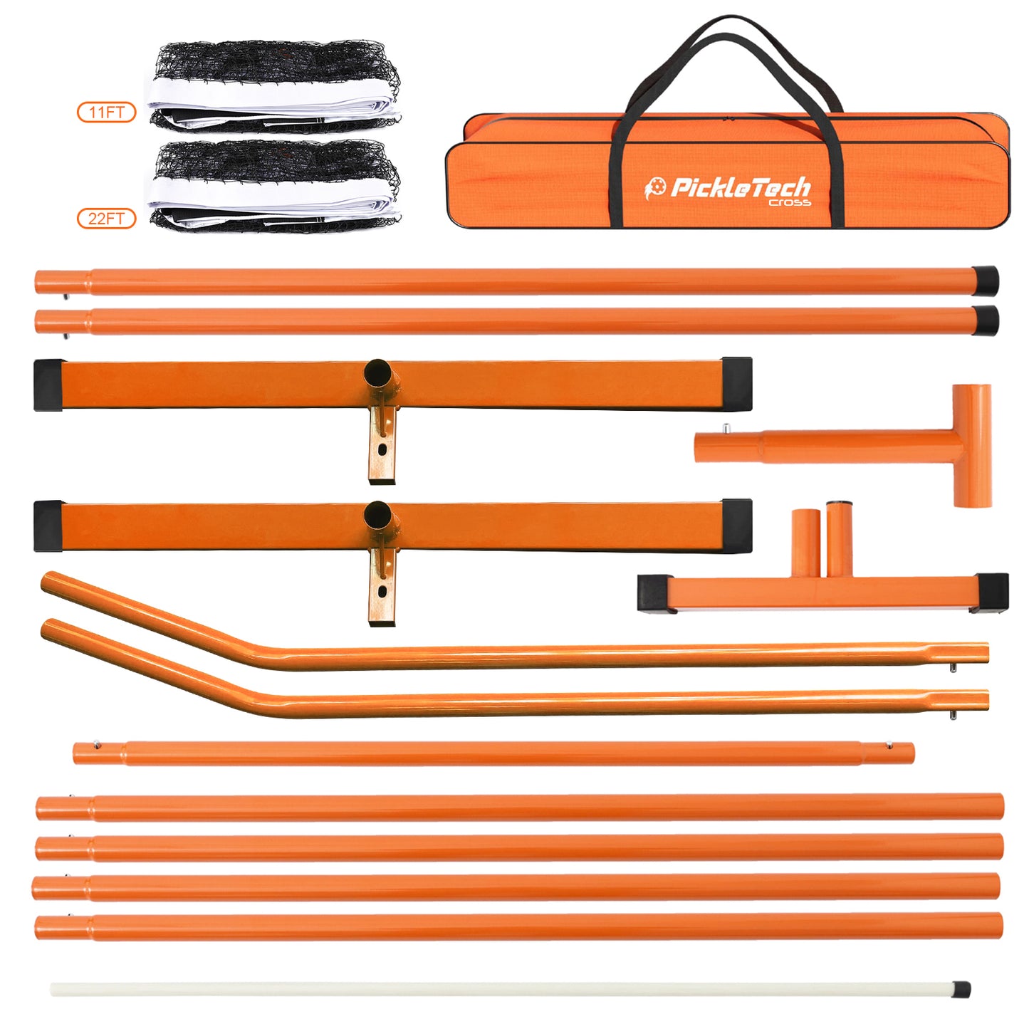 PICKLETECH 4.0 Slim Version Portable Pickleball Nets Outdoor or Indoor Game Black Yellow 22 FT Pickleball Net-USAPA Regulation Size-Pickle Ball Net System with Carrying Bag