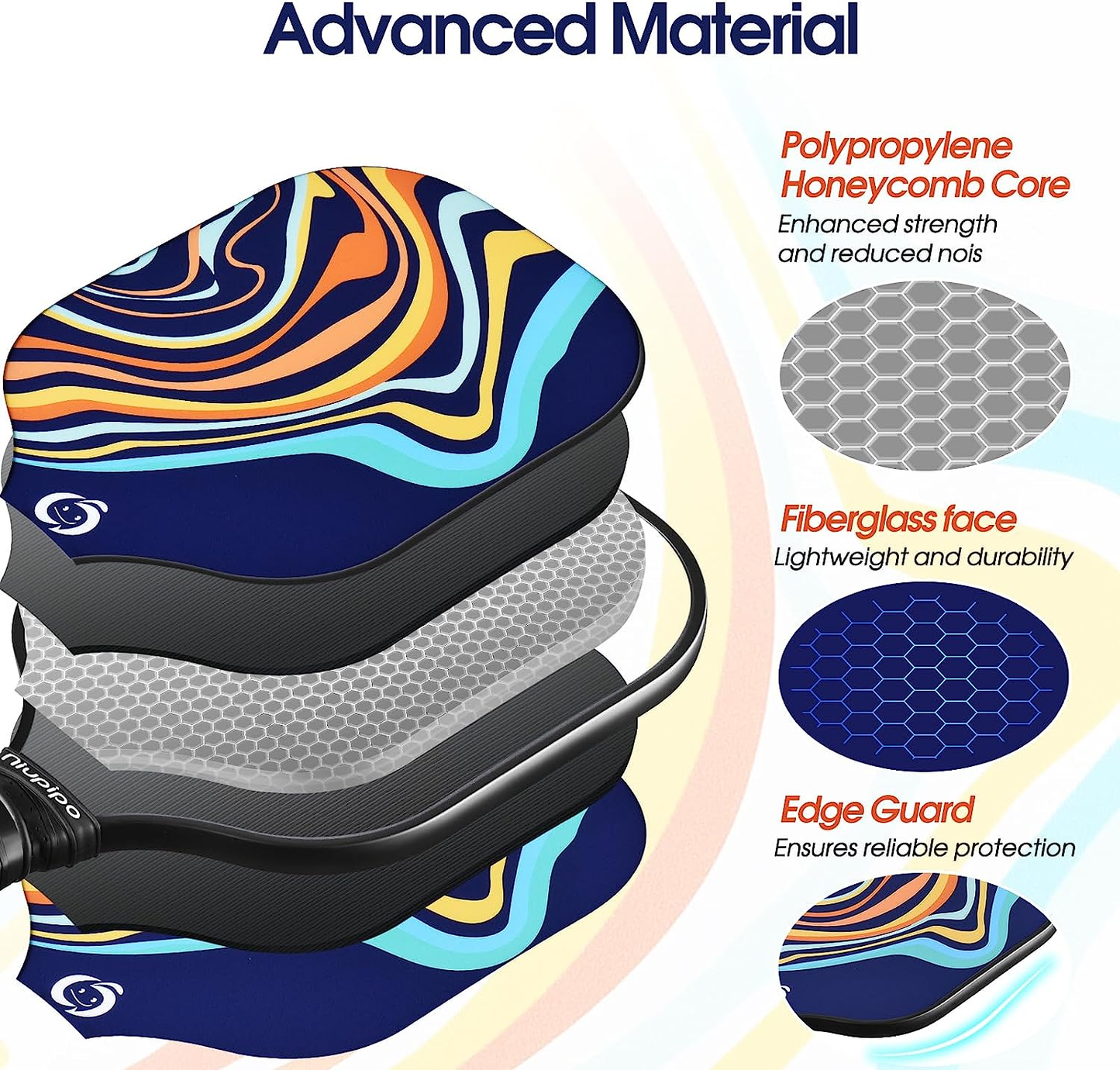 Ripple Niupipo Set of 2 Paddles + 4 Balls + Bag Lightweight Fiberglass Pickleball Paddle Set