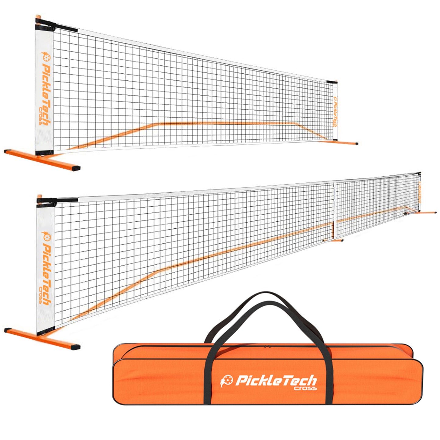 PICKLETECH 4.0 Slim Version Portable Pickleball Nets Outdoor or Indoor Game Black Yellow 22 FT Pickleball Net-USAPA Regulation Size-Pickle Ball Net System with Carrying Bag