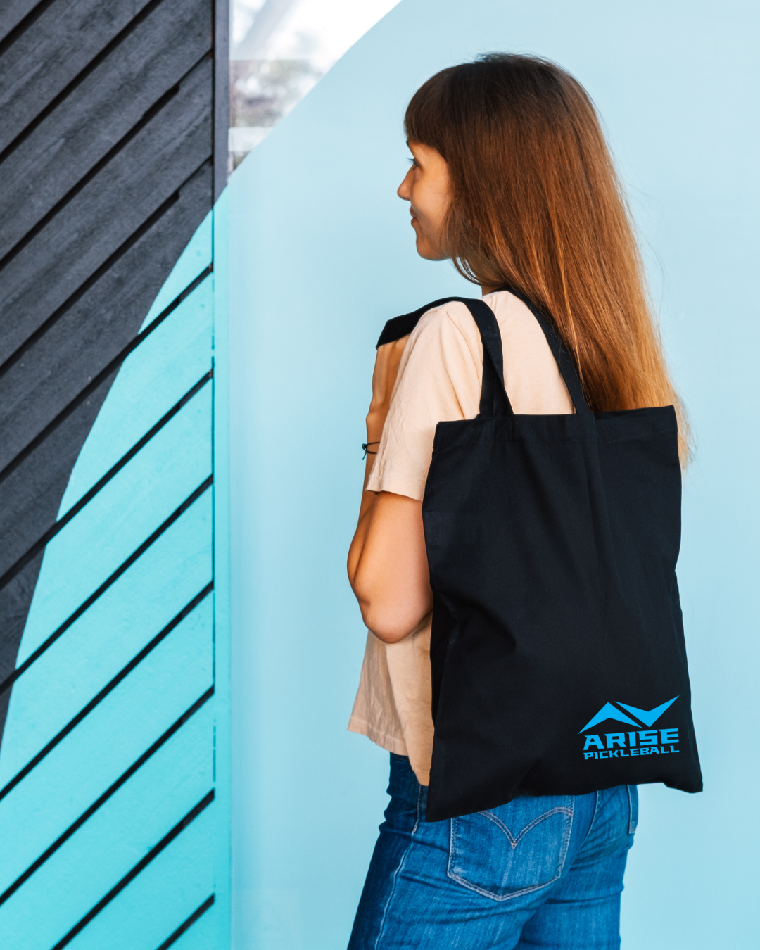 Arise Pickleball Black Canvas Tote Bag