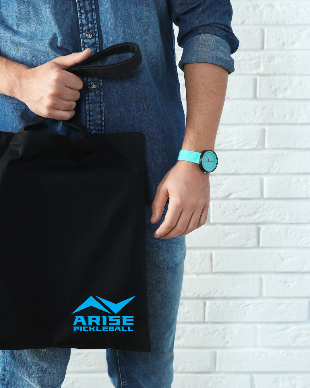 Arise Pickleball Black Canvas Tote Bag