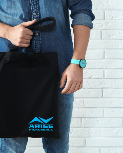 Arise Pickleball Black Canvas Tote Bag