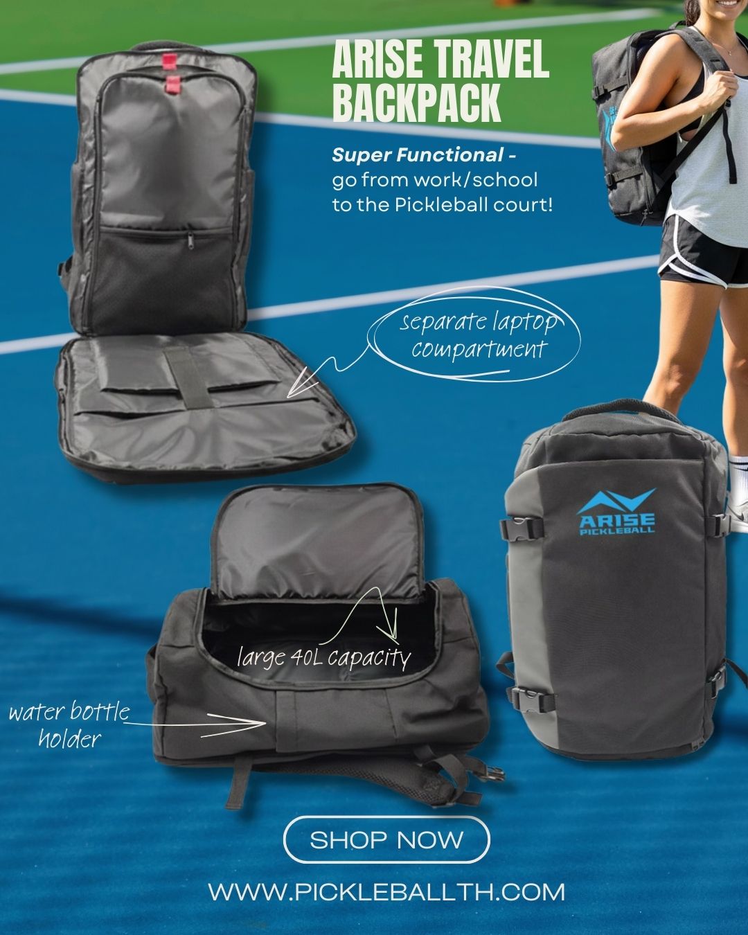 Arise Pickleball Travel Backpack